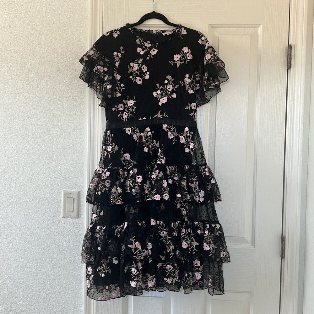 Rachel Parcell black floral embroidered laced dress